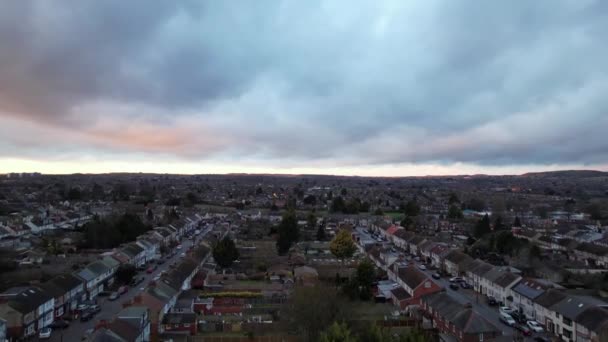High Angle Beelden Van British City Tijdens Zonsondergang Beelden Werden — Stockvideo