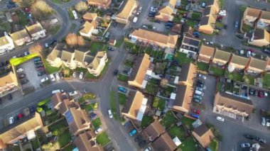 İngiltere 'nin merkez Dunstable kasabasındaki Luton Residential District Hava Görüntüleri