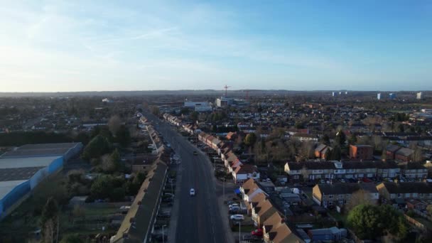 Filmación Aérea Del Distrito Residencial Luton Central Dunstable Town England — Vídeo de stock