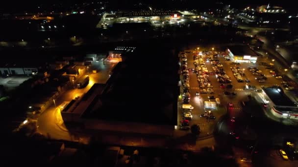 Beautiful Aerial View Illuminated British City Roads Night Drone High — Stock Video
