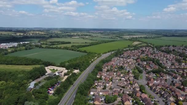 Aerial View British Countryside Village Barton Clay Bedfordshire Luton England — Stock Video