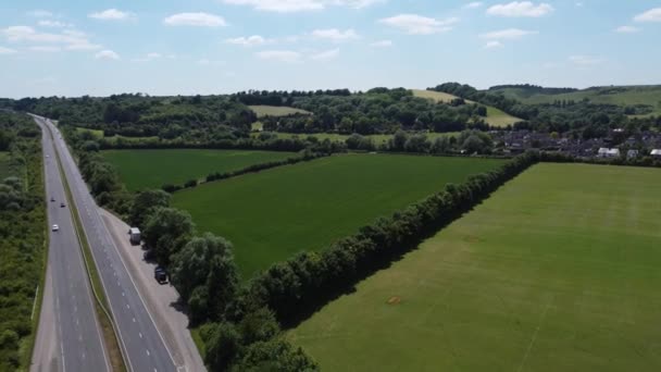 Luton Ngiltere Yakınlarındaki Bedfordshire Ngiliz Köyü Barton Clay Hava Görüntüsü — Stok video