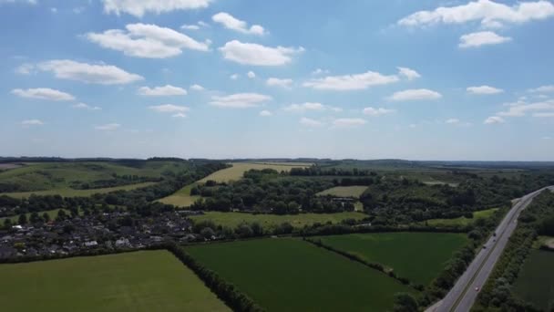 Luton Ngiltere Yakınlarındaki Bedfordshire Ngiliz Köyü Barton Clay Hava Görüntüsü — Stok video