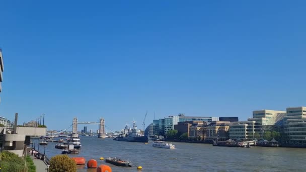 Tagsüber Blick Auf Tower Bridge Und London Bridge Central London — Stockvideo