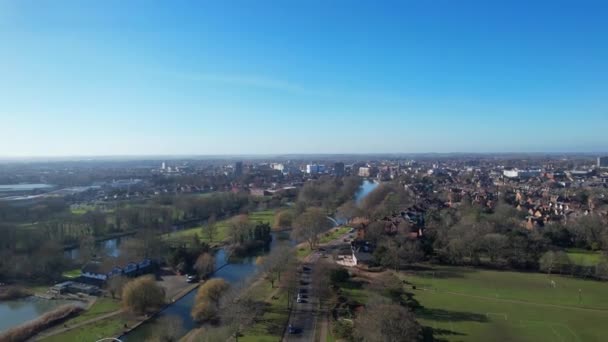 Filmagem High Angle Distrito Residencial Bedford City England Durante Dia — Vídeo de Stock