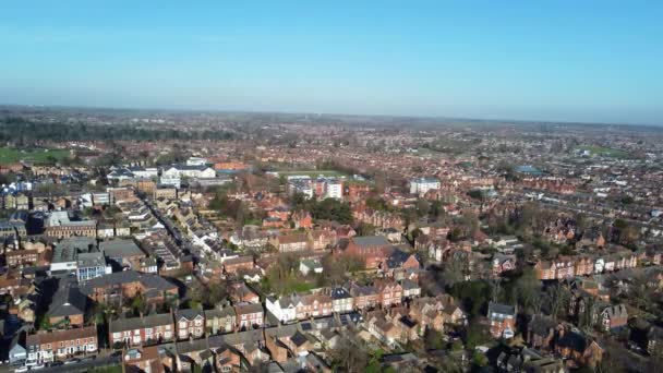 High Angle Footage Des Wohnbezirks Von Bedford City England Sonnigen — Stockvideo