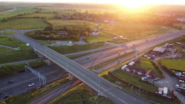 Brittiska Motorvägar Högvinkelfilm Togs Med Drönarens Kamera Den Juni 2023 — Stockvideo