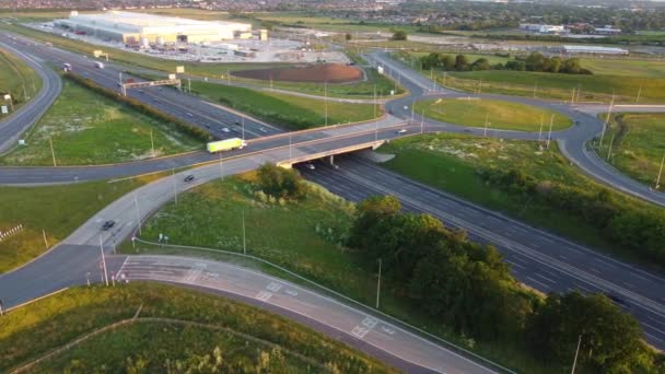 British Motorways High Angle Footage Fue Capturado Con Cámara Drone — Vídeos de Stock