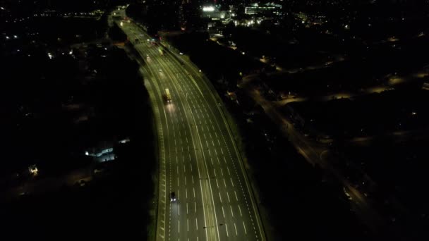 British Motorways High Angle Footage Werd Vastgelegd Met Drone Camera — Stockvideo