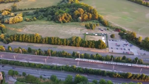 Ngiltere Nin Günbatımında Hava Görüntüsü Yavaş Hareket Görüntüsü Birleşik Krallık — Stok video