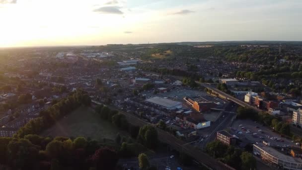 Best Aerial View British City England Sunset Slow Motion Footage — стокове відео
