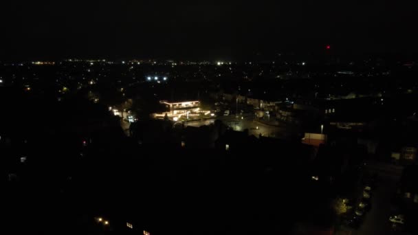 Vista Aérea Iluminada Ciudad Británica Noche Hogueras Fuegos Artificiales Guy — Vídeos de Stock