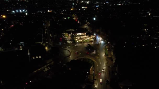 Vista Aérea Iluminada Ciudad Británica Noche Hogueras Fuegos Artificiales Guy — Vídeo de stock