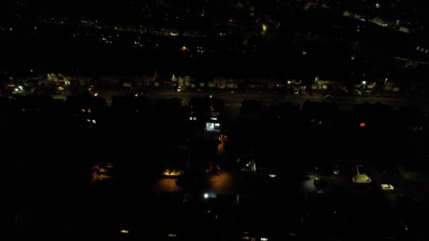 Widok Powietrza Oświetlone Brytyjskie Miasto Noc Ogniska Fajerwerków Guy Fawkes — Wideo stockowe