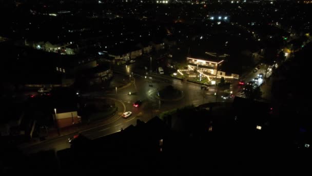 Widok Powietrza Oświetlone Brytyjskie Miasto Noc Ogniska Fajerwerków Guy Fawkes — Wideo stockowe