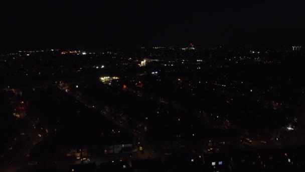 Aerial View Illuminated City Night Drone High Angle Footage Illuminated — Stock Video