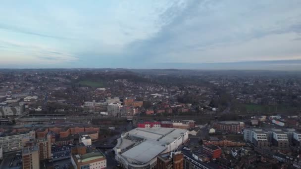 High Angle View Central Luton City Buildings Sunset Beautiful Footage — Stock videók