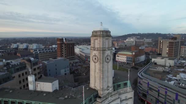 High Angle View Central Luton City Buildings Sunset Beautiful Footage — Stock video