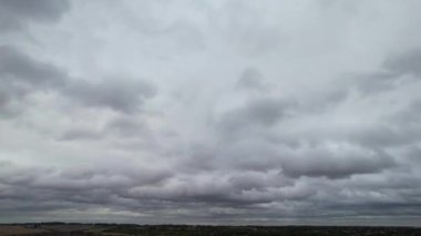 Beautiful Fast Moving Clouds over England, Drone's High Angle Footage and Time Lapse Clip