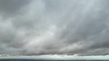 Beautiful Fast Moving Clouds over England, Drone's High Angle Footage and Time Lapse Clip