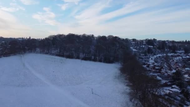 Zdjęcia Lotnicze Snow Covered Wardown Park Luton Town England Snow — Wideo stockowe