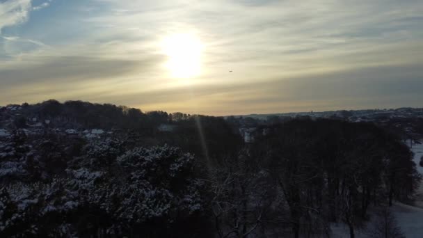 Imágenes Aéreas Snow Covered Wardown Park Luton Town England Snow — Vídeos de Stock