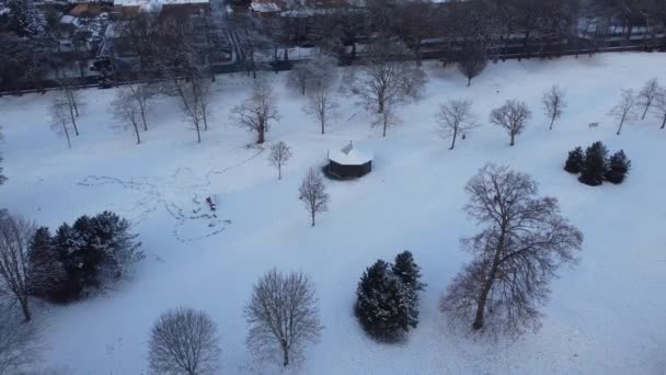 Imágenes Aéreas Snow Covered Wardown Park Luton Town England Snow — Vídeo de stock