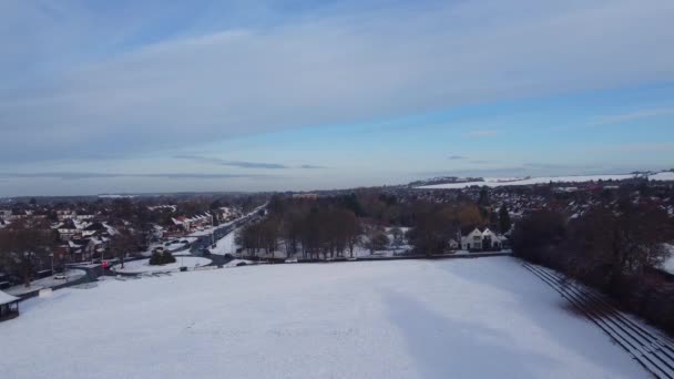 Imágenes Aéreas Snow Covered Wardown Park Luton Town England Snow — Vídeo de stock
