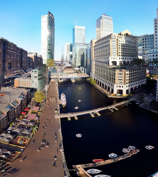 High Angle Panoramic View Canary Wharf Buildings Central London City — стокове фото