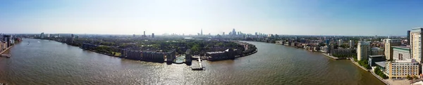 High Angle Panoramic View Canary Wharf Buildings Central London City — Fotografia de Stock