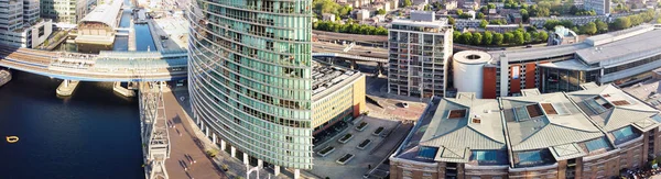 High Angle Panoramic View Canary Wharf Buildings Central London City — Stockfoto