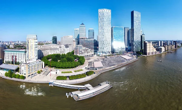 High Angle Panoramic View Canary Wharf Buildings Central London City — Stockfoto