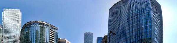Low Angle Panoramic View Canary Wharf Buildings Central London City — Stock fotografie