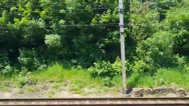 Tampilan Luar Dari Jendela Kursi Kereta Bergerak Perjalanan Dari Luton — Stok Video