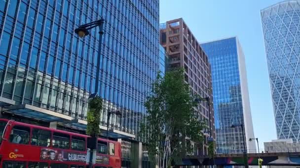 Canary Wharf Building Central London City England Запись Сделана Камерой — стоковое видео