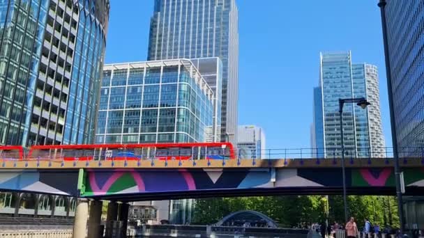 Canary Wharf Buildings Central London City England Groot Brittannië Beelden — Stockvideo
