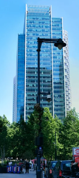 Low Angle Vertical Panoramic View Canary Wharf Central London City — Stock fotografie