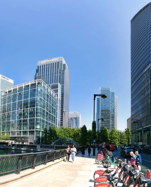 Low Angle Vertical Panoramic View Canary Wharf Central London City — Stock Photo, Image