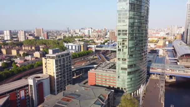 High Angle View Canary Wharf Buildings Central London City England — Vídeo de Stock