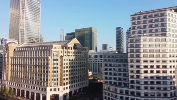 Hochwinkelblick Auf Die Canary Wharf Buildings Zentrum Von London City — Stockvideo