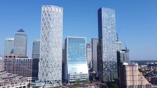 High Angle View Canary Wharf Buildings Central London City England — Stockvideo