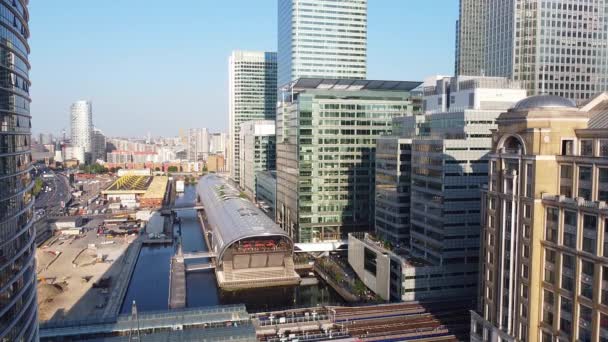 High Angle View Canary Wharf Buildings Central London City England — Video
