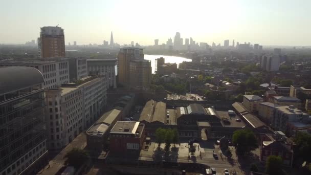 High Angle View Canary Wharf Buildings Central London City England — Vídeo de Stock