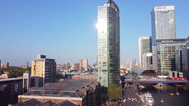 High Angle View Canary Wharf Building Central London City England — стоковое видео