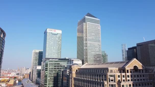 High Angle View Canary Wharf Buildings Central London City Great — 비디오