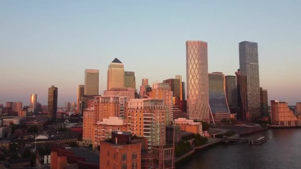 High Angle View Canary Wharf Buildings Central London City England — Stock video