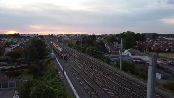 Aerial Footage High Angle View Train Tracks Central Luton Railway — стокове відео