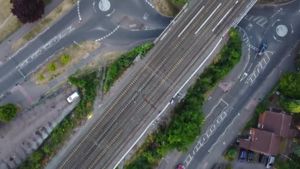 Aerial Footage High Angle View Train Tracks Central Luton Railway — Vídeos de Stock