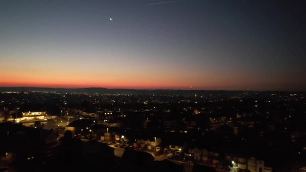 High Angle Footage Der Beleuchteten Stadt Luton England Kurz Nach — Stockvideo