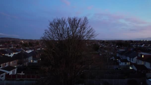 Piękny Widok Lotu Ptaka British City Zachodzie Słońca Nocy — Wideo stockowe